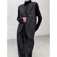 Load image into Gallery viewer, Denim Waistcoat Asymmetric Arc Cardigan Vest
