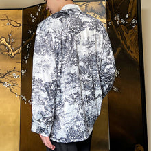 Load image into Gallery viewer, Ink Painting Buckle Tie Long-sleeved Shirt
