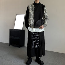 Load image into Gallery viewer, Spliced Stand Collar Ink Painting Jacquard Loose Jacket
