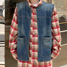 Load image into Gallery viewer, Vintage Wash Frayed Reversible Denim Vest
