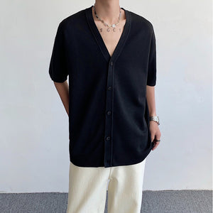 V-neck Short-sleeved Knitted Shirts