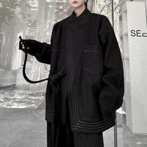 Winter Exposed Stitching Design Woolen Coat