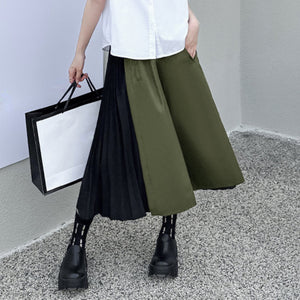 Paneled Wide Leg Straight Leg Pants