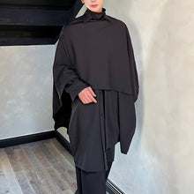 Load image into Gallery viewer, Shawl-shoulder Flared Sleeves Faux Two-piece Cape Shirt
