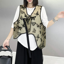 Load image into Gallery viewer, Flocked Butterfly Irregular Vest
