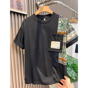 Patchwork Pattern Round Neck T-shirt