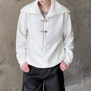 Loose-fitting Stand-up Collar Pullover Sweatshirt