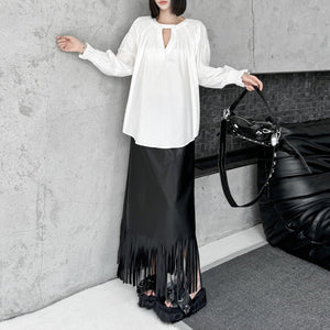 Fringed PU Leather Skirt