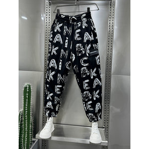 Letter Print Loose Harem Pants