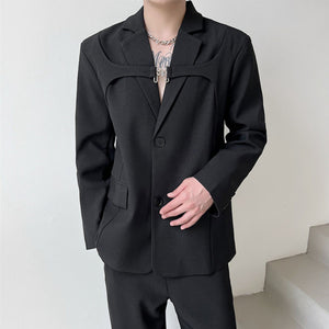 Metal Claw Button Single Breasted Blazer