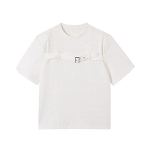 Diamond Print Buckle T-shirt