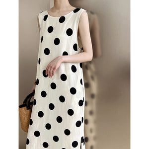 Backless Drawstring Polka Dot Dress