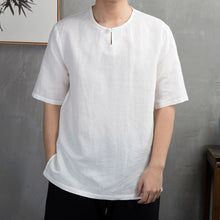 Load image into Gallery viewer, Loose Button Round Neck Top Half Sleeves Shirt
