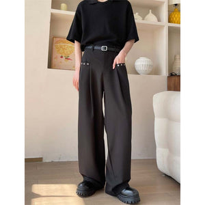 Drape Straight Eye Trim Casual Pants