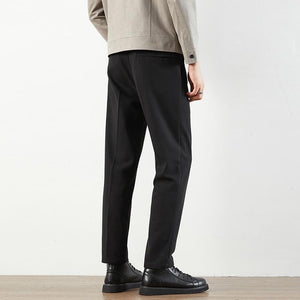 Wool Slim-fit Straight-leg Casual Suit Pants