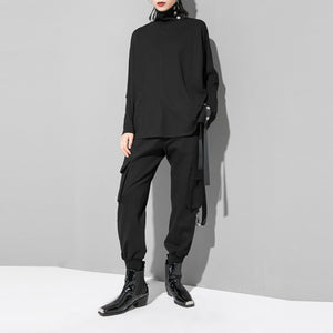 Irregular Streamer High Collar T-shirt