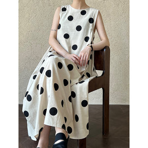 Backless Drawstring Polka Dot Dress