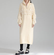 Load image into Gallery viewer, Autumn and Winter Thickened Turtleneck Fringed Knitted Dress
