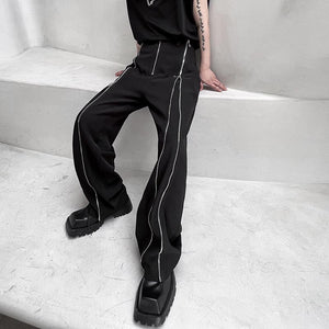 Thin Drape Slit Straight Casual Pants