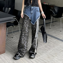 Load image into Gallery viewer, Contrast Leopard Print High Waist Jeans
