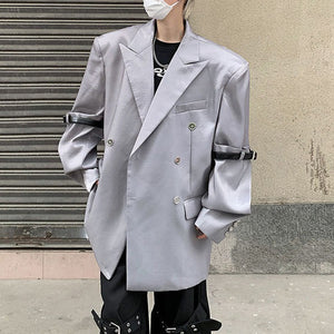 Liquid Metal Streamer Shoulder Pads Suit Jacket