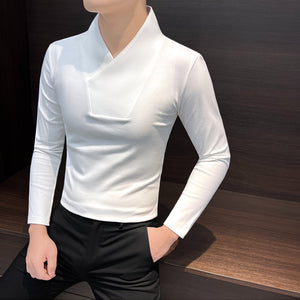 V-neck Slim Fit Bottoming Shirt