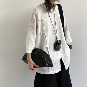 Loose Vintage Cotton and Linen Shirt Top