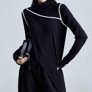 Irregular Stand Collar Long Sleeve T-shirt