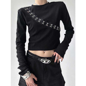 Metallic Embellished Long Sleeved T-shirt