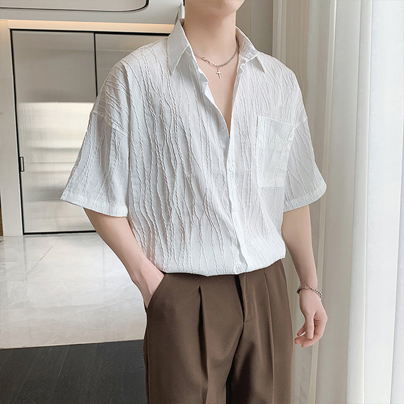 Summer Pleated Three-quarter Sleeve Shirt