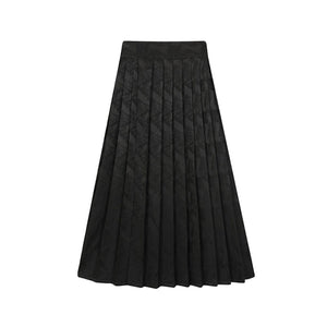 Vintage Jacquard Pleated One-piece Buckle Long Skirt