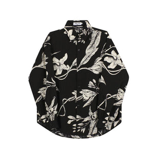 Vintage Flower Print Long Sleeve Shirt