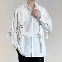 Load image into Gallery viewer, Strap Metal Buckle Button Long Sleeve Shirt
