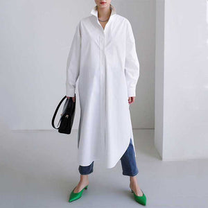 Long Loose Knee Straight Casual Shirt