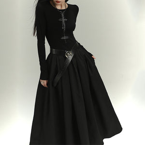 Long Sleeve Black Halloween Dress