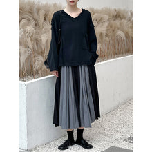 Load image into Gallery viewer, Contrast Patchwork Pleated Skirt
