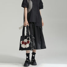 Load image into Gallery viewer, Topstitched A-line Irregular Skirt
