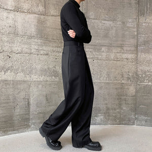 Three-dimensional Pleated Double Waist Casual Pants