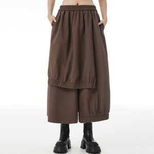 Solid Color Loose Casual A-line Culottes