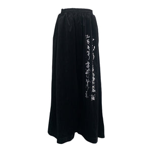 Women Calligraphy Print Corduroy Wide Leg Pants