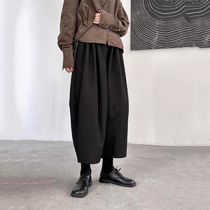 Autumn and Winter Nine-point Stitching Elastic Waist Wide-leg Pants