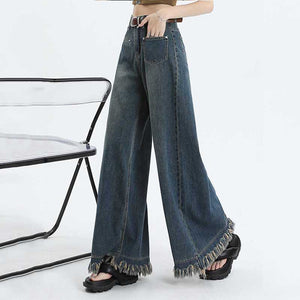 Raw Edge Vintage Wide Leg Jeans