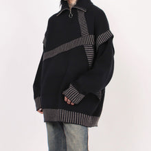 Load image into Gallery viewer, Retro Lazy Patchwork Half-zip Lapel Sweater
