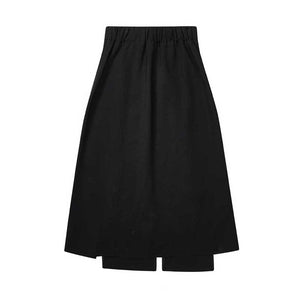 Black Irregular Zipper Slit Skirt