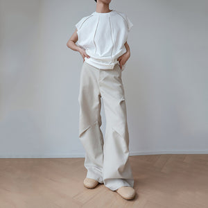 Pleated Paneled Silhouette Straight-leg Trousers