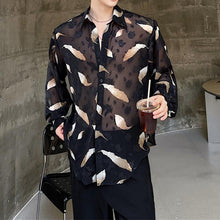 Load image into Gallery viewer, Feather Print Thin Sheer Shirt
