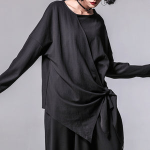 Asymmetrical Tie Loose Long Sleeve T-shirt