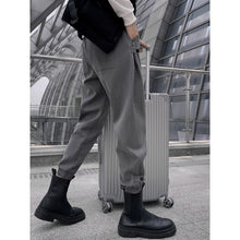 Load image into Gallery viewer, Grey Striped Cuffed Trousers
