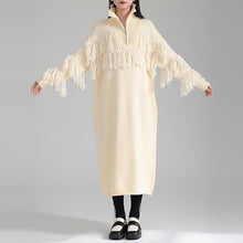 Load image into Gallery viewer, Autumn and Winter Thickened Turtleneck Fringed Knitted Dress
