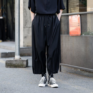 Frayed Pleated Harem Pants